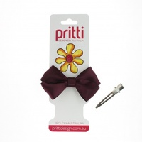 Raisin Grosgrain Bow on Clip